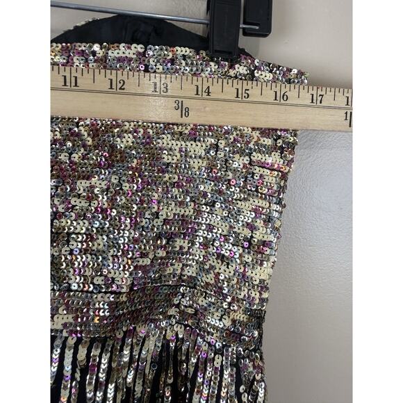 Sherri Hill Women’s Mini Dress Size 14 Strapless Sweetheart Tornasol Sequins - Picture 12 of 16